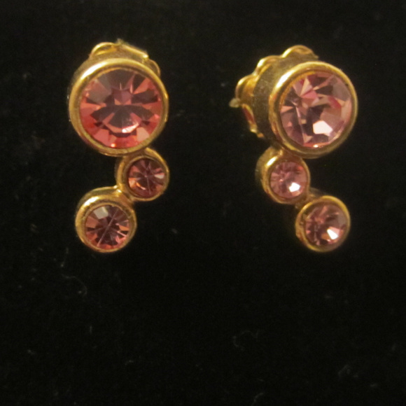 Pink Rhinestone Drop Necklace Earrings Set AVON - Picture 3 of 5